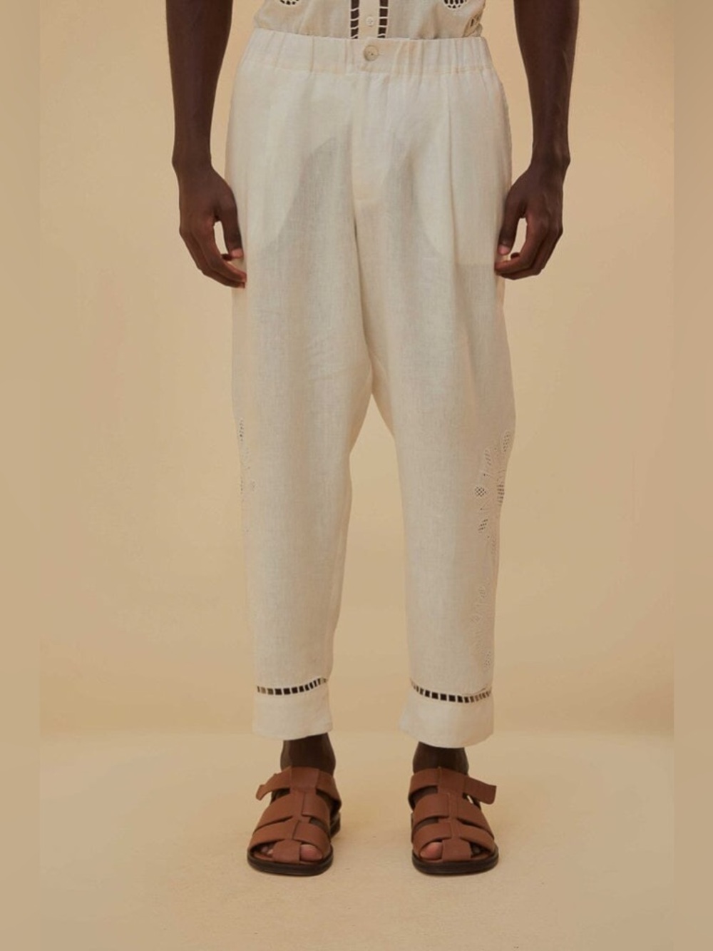 Farm Rio Off-White Maxi Sunset Richelieu Embroidered Pants - Picture 2 of 4
